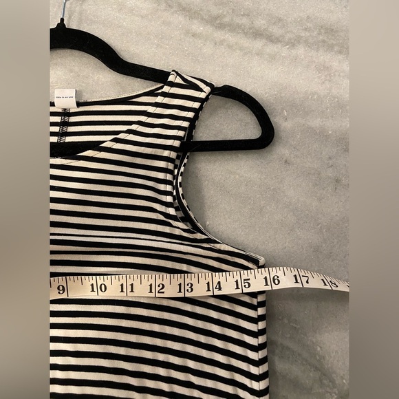 Old Navy Size S Black White Stripe Sleeveless A Line Knit Stretch Mini Dress - Picture 9 of 11